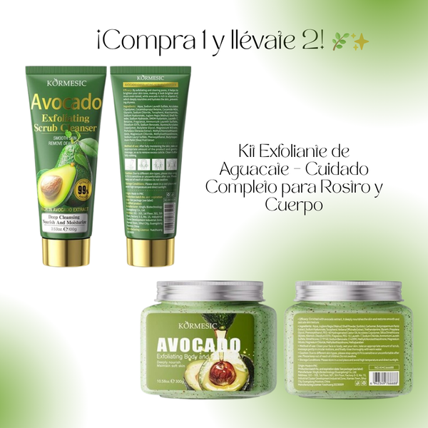 Kit Exfoliante de Aguacate – Cuidado Completo para Rostro y Cuerpo